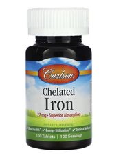 Chelated Iron 27 mg Carlson 100 tablets