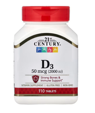 Vitamin D3 50 mcg (2000 IU) 21st Century 110 tablets