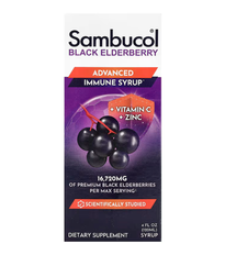 Black Elderberry Advanced Immune Syrup + Vitamin C + Zinc Sambucol 120 ml