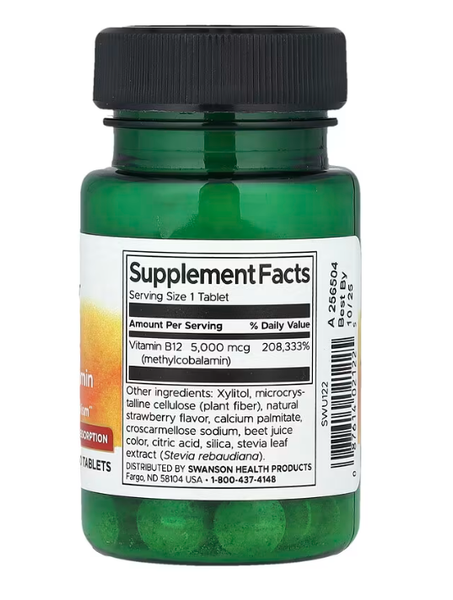 B-12 Methylcobalamin 5000 mcg Swanson 60 tablets
