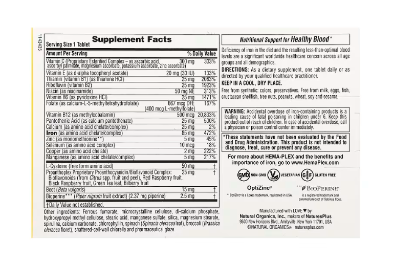 Hema-Plex Iron NaturesPlus 10 slow-release tablets