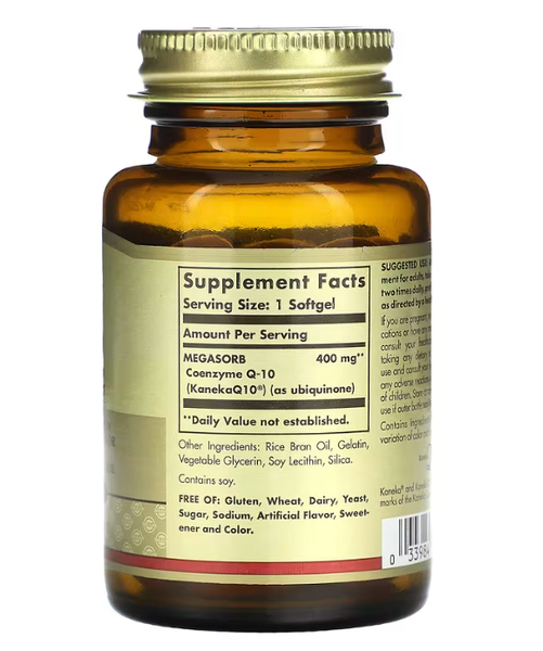 Megasorb CoQ-10 400 mg Solgar 30 softgels