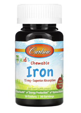 Kid's Chewable Iron Natural Strawberry 15 mg Carlson 30 tablets