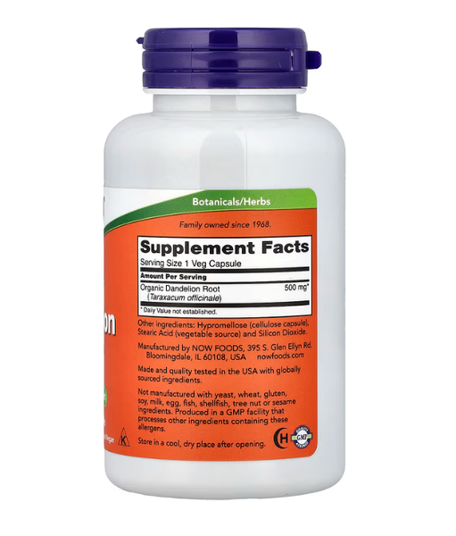 Dandelion Root 500 mg Now Foods 100 veg capsules