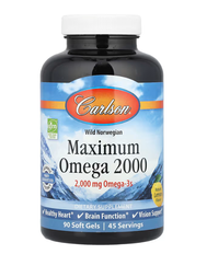 Wild Norwegian Maximum Omega 2000 Natural Lemon 1000 mg Carlson 90 soft gels