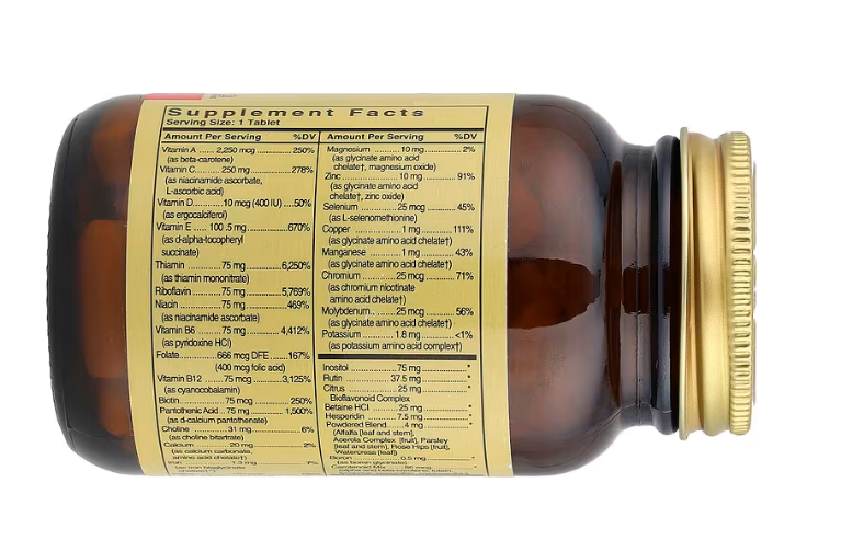 V Formula VM-75 Multiple Vitamins with Chelated Minerals Solgar 60 tablets