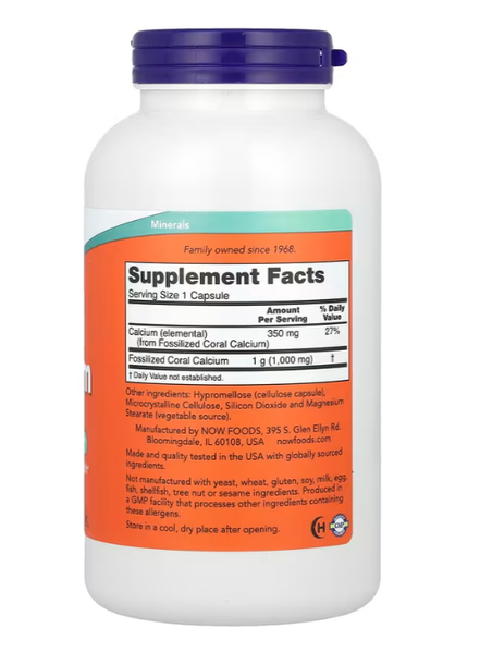 Coral Calcium 1000 mg Now Foods 250 capsules