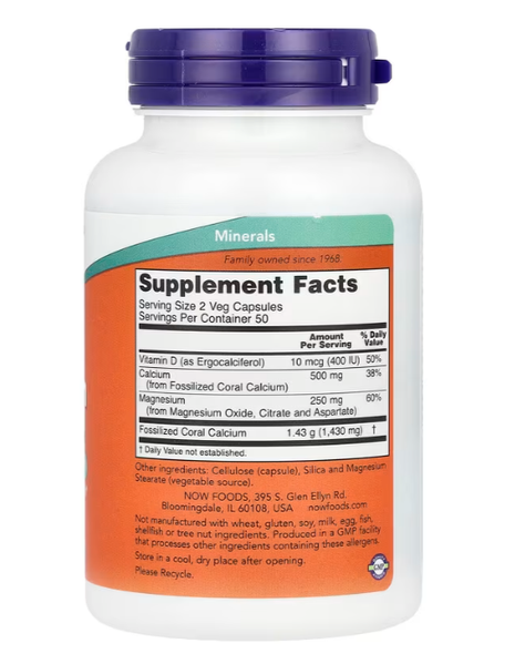 Coral Calcium Plus Now Foods 100 veg capsules