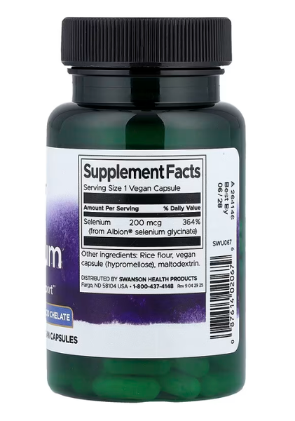 Albion Selenium 200 mcg Swanson 90 vegan capsules