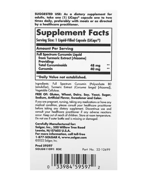 Full Spectrum Curcumin Solgar 30 licaps