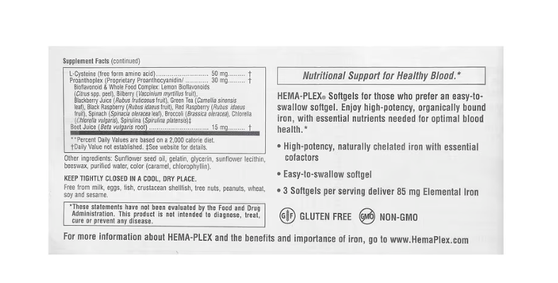 Hema-Plex Iron NaturesPlus 60 fast-acting softgels