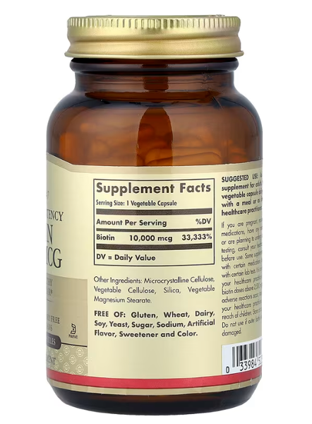 Biotin 10000 mcg Solgar 120 vegetable capsules