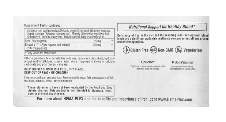 Hema-Plex Iron NaturesPlus 30 slow-release tablets