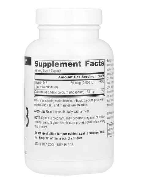 Vitamin D-3 50 mcg (2000 IU) Source Naturals 200 capsules