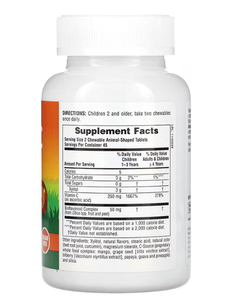 Vitamin C Animal Parade Sugar Free Orange Juice NaturesPlus 90 animal-shaped tablets