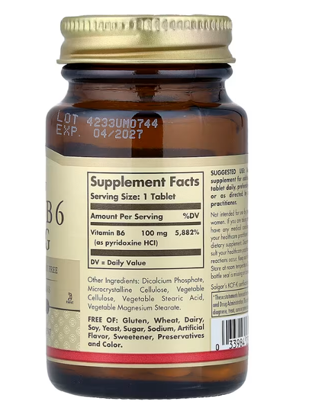 Vitamin B6 100 mg Solgar 100 tablets