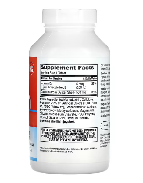 Calcium 500 + D3 21st Century 400 tablets