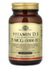 Vitamin D3 Cholecalciferol 25 mcg (1000 IU) Solgar 100 softgels
