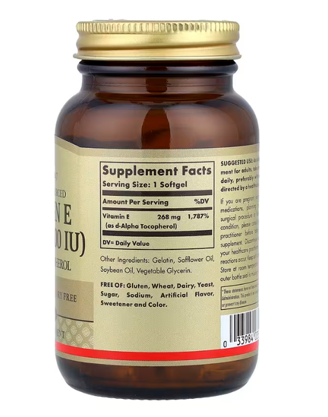Vitamin E 268 mg (400 IU) Solgar 100 softgels