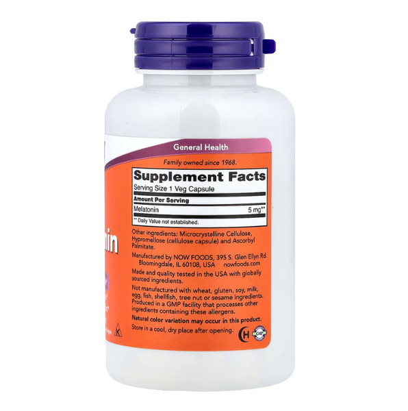 Melatonin 5 mg Now Foods 180 veg capsules