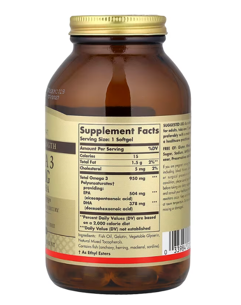 Omega-3 EPA & DHA 950 mg Solgar 100 softgels