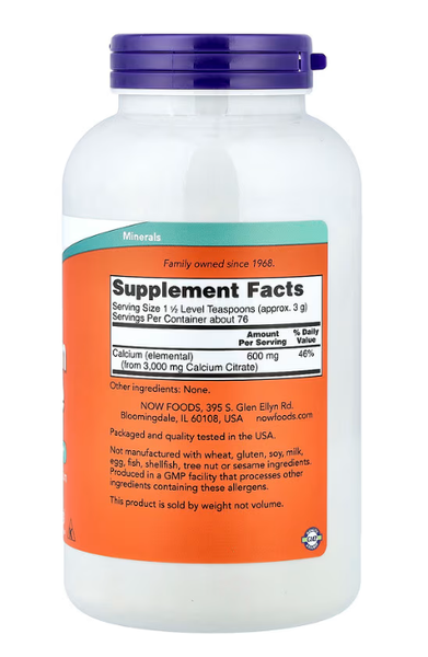 Calcium Citrate Pure Powder Now Foods 227 g