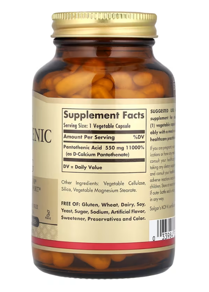 Pantothenic Acid 550 mg Solgar 100 vegetable capsules