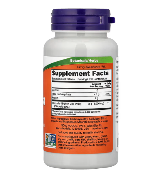 Chlorella 1000 мг Now Foods 60 таблеток NOW-02630 фото