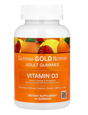 Vitamin D3 Gummies Lemon Orange and Strawberry California Gold Nutrition 90 gummies