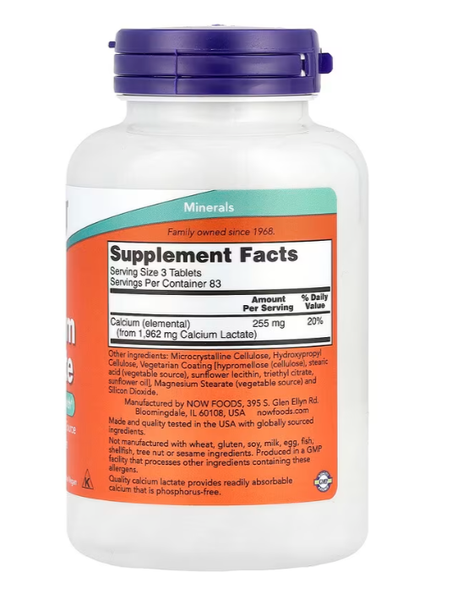 Calcium Lactate Now Foods 250 tablets