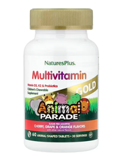 Children's Chewable Multivitamin Animal Parade Gold Cherry Grape & Orange NaturesPlus 60 animal-shaped tablets
