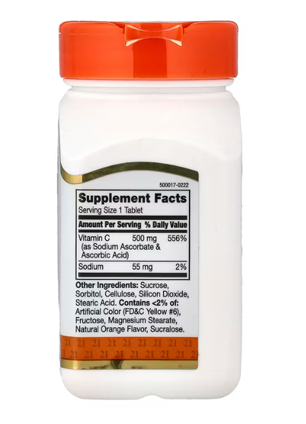 Vitamin C Chewable Orange 500 mg 21st Century 110 tablets