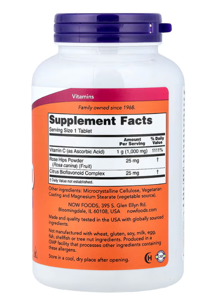 Vitamin С-1000 With Rose Hips and Bioflavonoids Now Foods 250 таблеток NOW-00687 фото