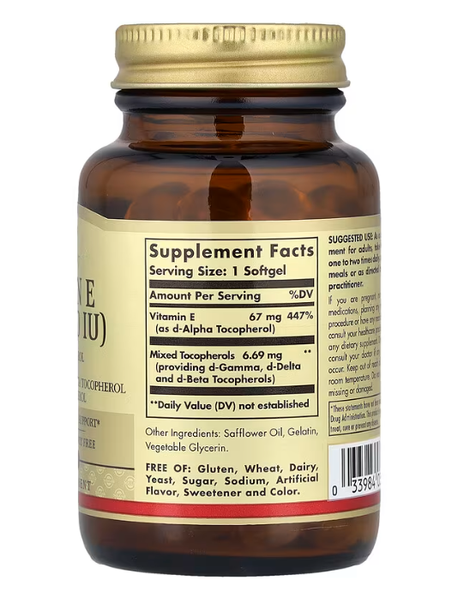 Vitamin E 67 mg (100 IU) Solgar 100 softgels
