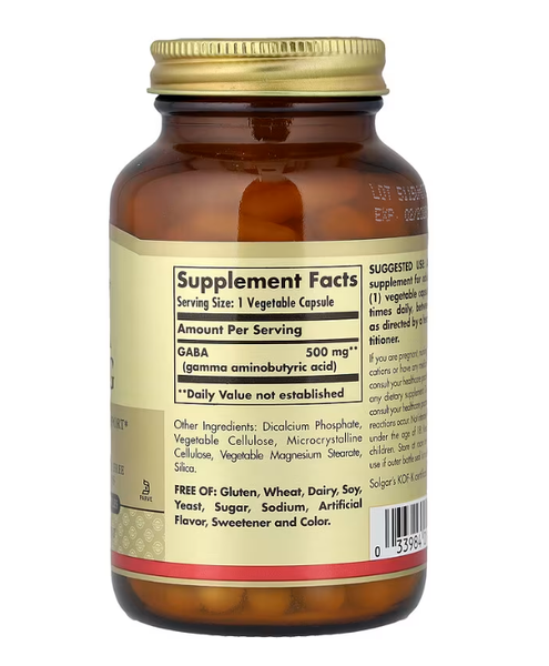 GABA 500 mg Solgar 100 vegetable capsules