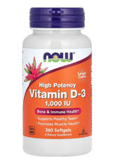 Vitamin D-3 High Potency 1000 IU Now Foods 360 softgels