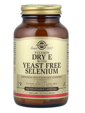 Vitamin Dry E with Yeast Free Selenium Solgar 100 vegetable capsules