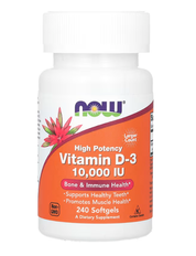 Vitamin D-3 High Potency 10000 IU Now Foods 240 softgels