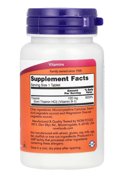 B-1 100 mg Now Foods 100 tablets