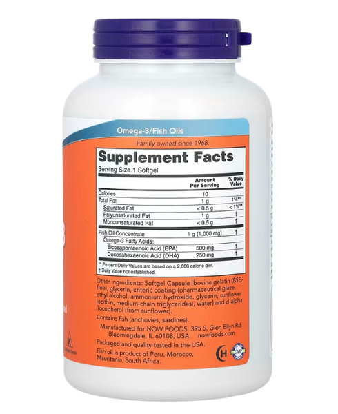 Ultra Omega-3 Fish Oil 1000 mg Now Foods 180 softgels