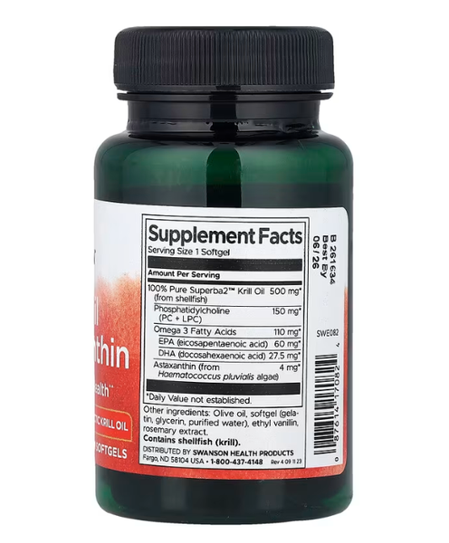 Krill Oil & Astaxanthin Swanson 30 softgels