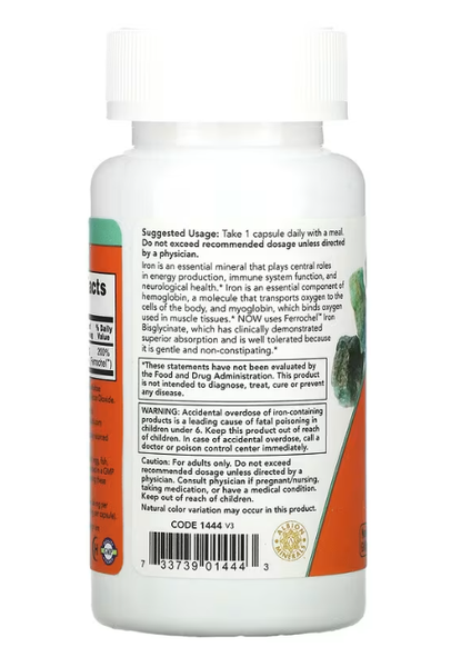 Iron 36 mg Now Foods 90 veg capsules