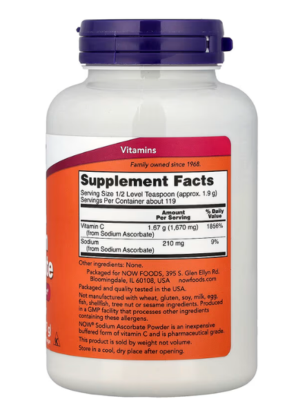 Pure Buffered Sodium Ascorbate Vitamin C Powder Now Foods 227 г NOW-00760 фото