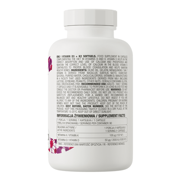 Vitamin D3+K2 softgels OstroVit 90 capsules