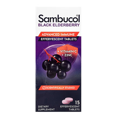 Black Elderberry Advanced Immune Effervescent Tablets + Vitamin C + Zinc Sambucol 15 effervescent tablets