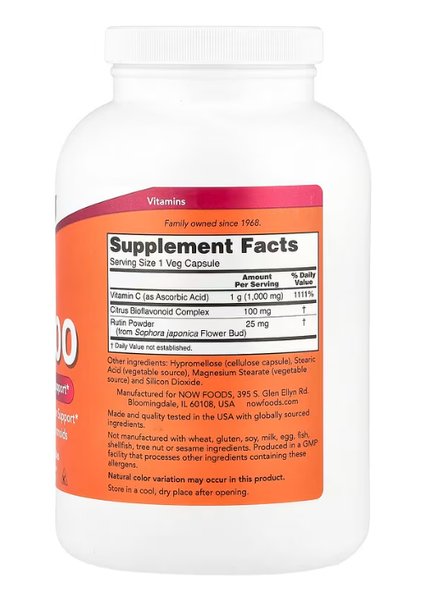 Vitamin C-1000 with Bioflavonoids Now Foods 500 veg capsules
