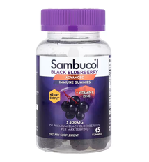 Black Elderberry Advanced Immune Gummies + Vitamin C + Zinc Sambucol 45 жувальних цукерок SBL-00152 фото