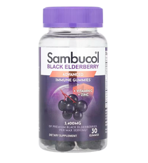 Black Elderberry Advanced Immune Gummies + Vitamin C + Zinc Sambucol 30 gummies