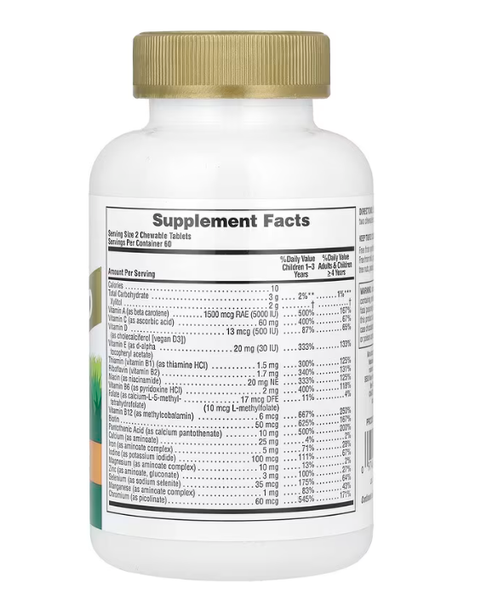 Children's Chewable Multivitamin Animal Parade Gold Cherry Grape & Orange NaturesPlus 120 animal-shaped tablets