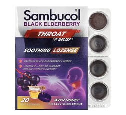 Black Elderberry Throat Relief Soothing Lozenge Sambucol 20 soft lozenges